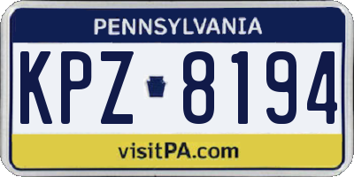 PA license plate KPZ8194