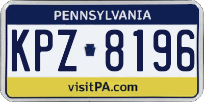 PA license plate KPZ8196