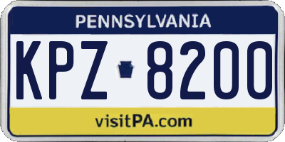PA license plate KPZ8200
