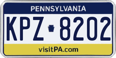 PA license plate KPZ8202