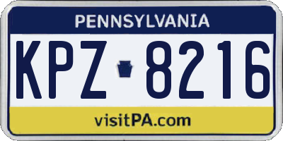 PA license plate KPZ8216