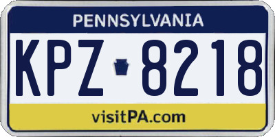 PA license plate KPZ8218