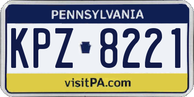 PA license plate KPZ8221