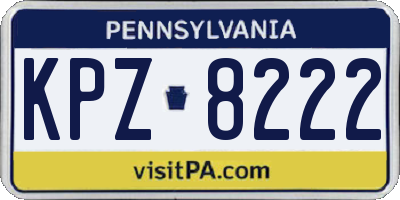 PA license plate KPZ8222