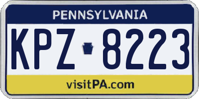 PA license plate KPZ8223