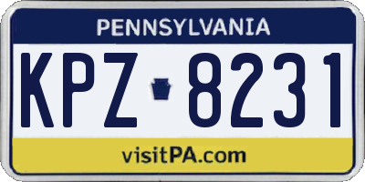 PA license plate KPZ8231