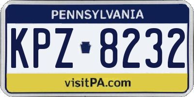 PA license plate KPZ8232
