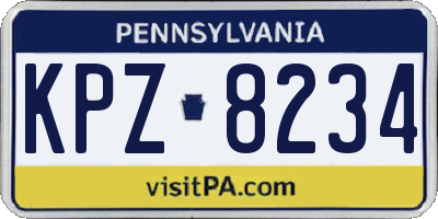 PA license plate KPZ8234
