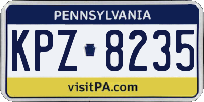 PA license plate KPZ8235