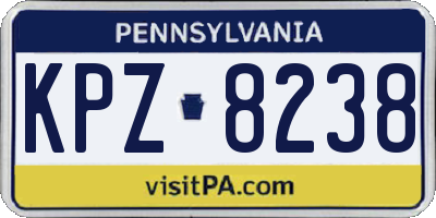 PA license plate KPZ8238