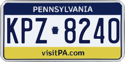 PA license plate KPZ8240