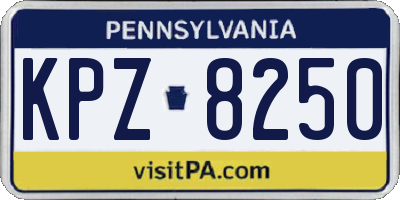 PA license plate KPZ8250