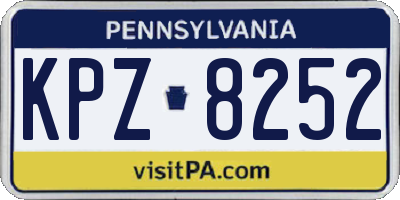 PA license plate KPZ8252