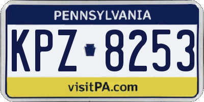 PA license plate KPZ8253