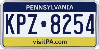 PA license plate KPZ8254