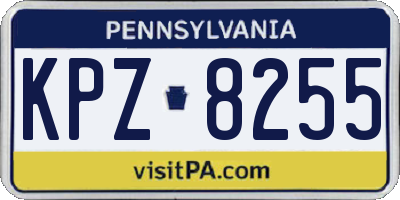 PA license plate KPZ8255