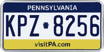 PA license plate KPZ8256