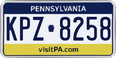 PA license plate KPZ8258