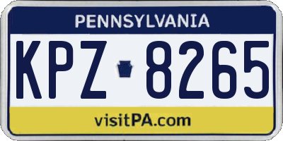PA license plate KPZ8265