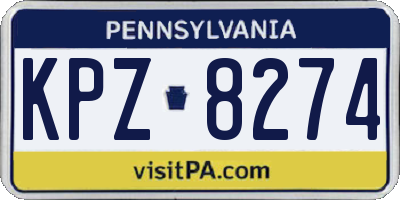 PA license plate KPZ8274