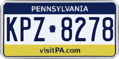 PA license plate KPZ8278