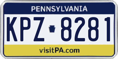 PA license plate KPZ8281