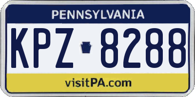 PA license plate KPZ8288