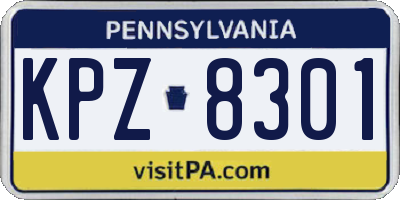 PA license plate KPZ8301