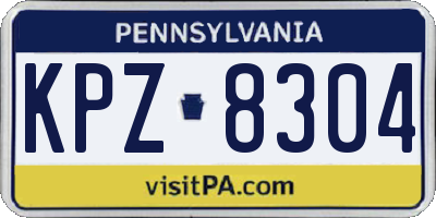 PA license plate KPZ8304