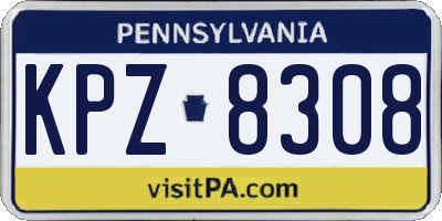 PA license plate KPZ8308