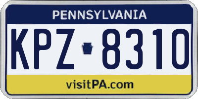 PA license plate KPZ8310