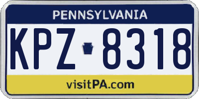 PA license plate KPZ8318