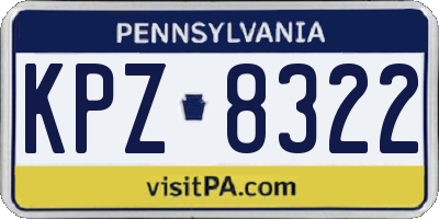 PA license plate KPZ8322
