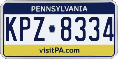 PA license plate KPZ8334