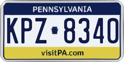 PA license plate KPZ8340