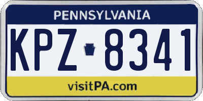 PA license plate KPZ8341