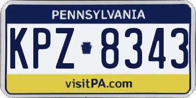 PA license plate KPZ8343