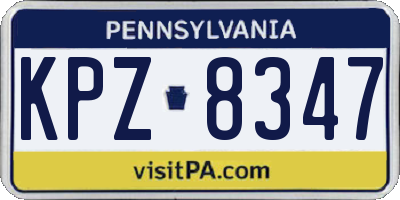 PA license plate KPZ8347