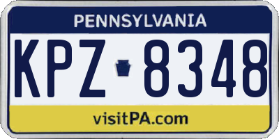PA license plate KPZ8348