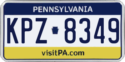 PA license plate KPZ8349