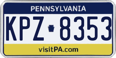 PA license plate KPZ8353