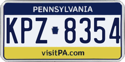 PA license plate KPZ8354