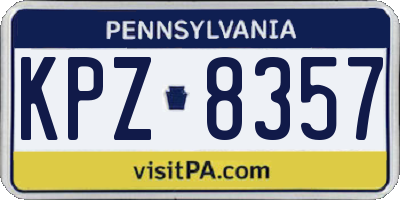 PA license plate KPZ8357