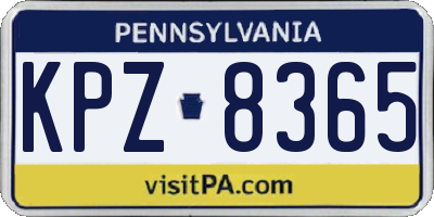 PA license plate KPZ8365