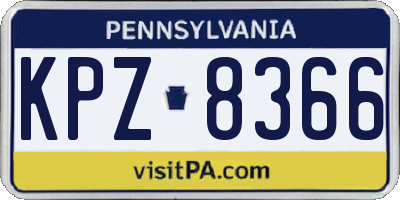 PA license plate KPZ8366