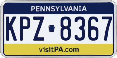 PA license plate KPZ8367