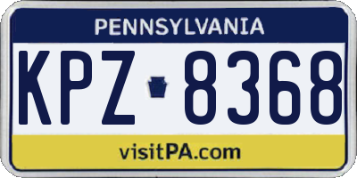 PA license plate KPZ8368