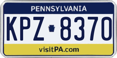 PA license plate KPZ8370