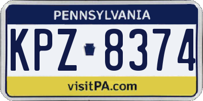 PA license plate KPZ8374