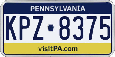 PA license plate KPZ8375